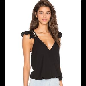 Revolve Clothing Black Silk Blend Going Out Top
